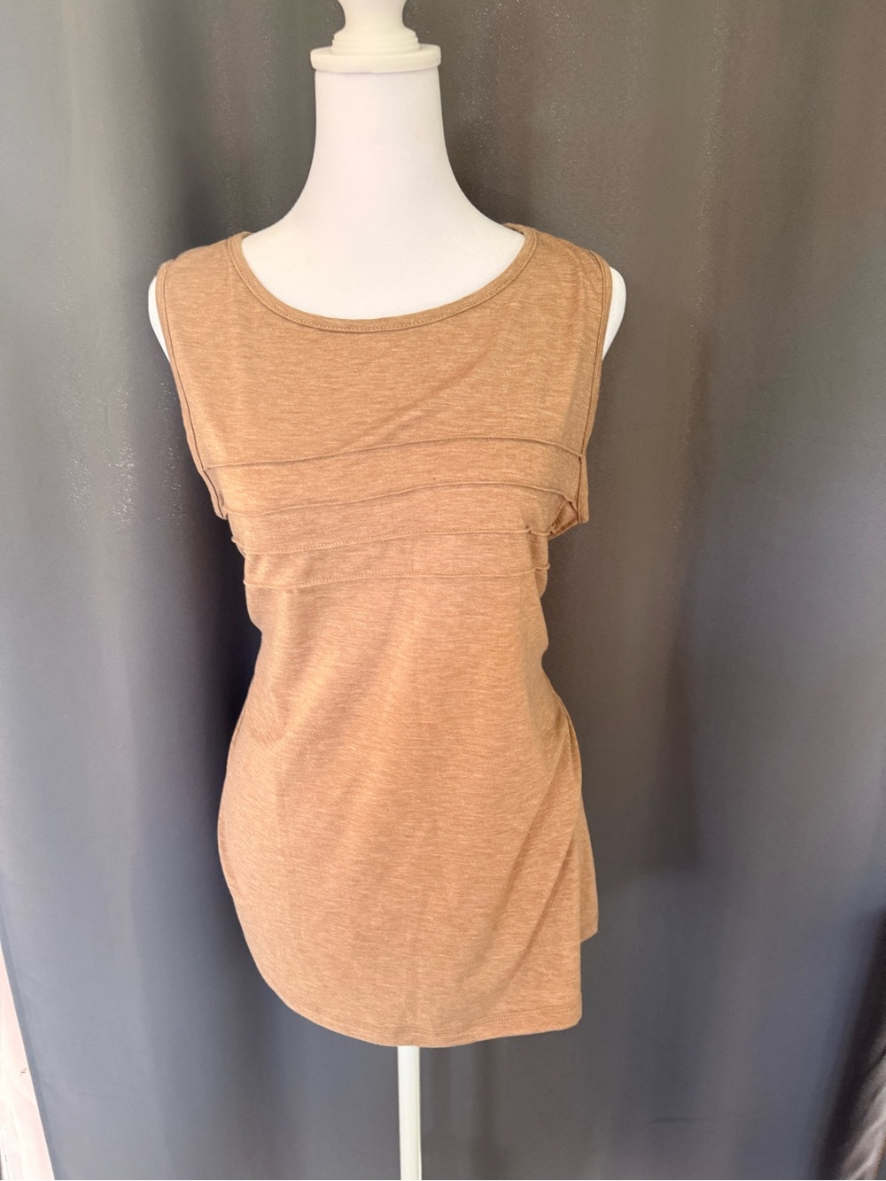 Women's Sleeveless Layered-Front Tank Top in Tan
